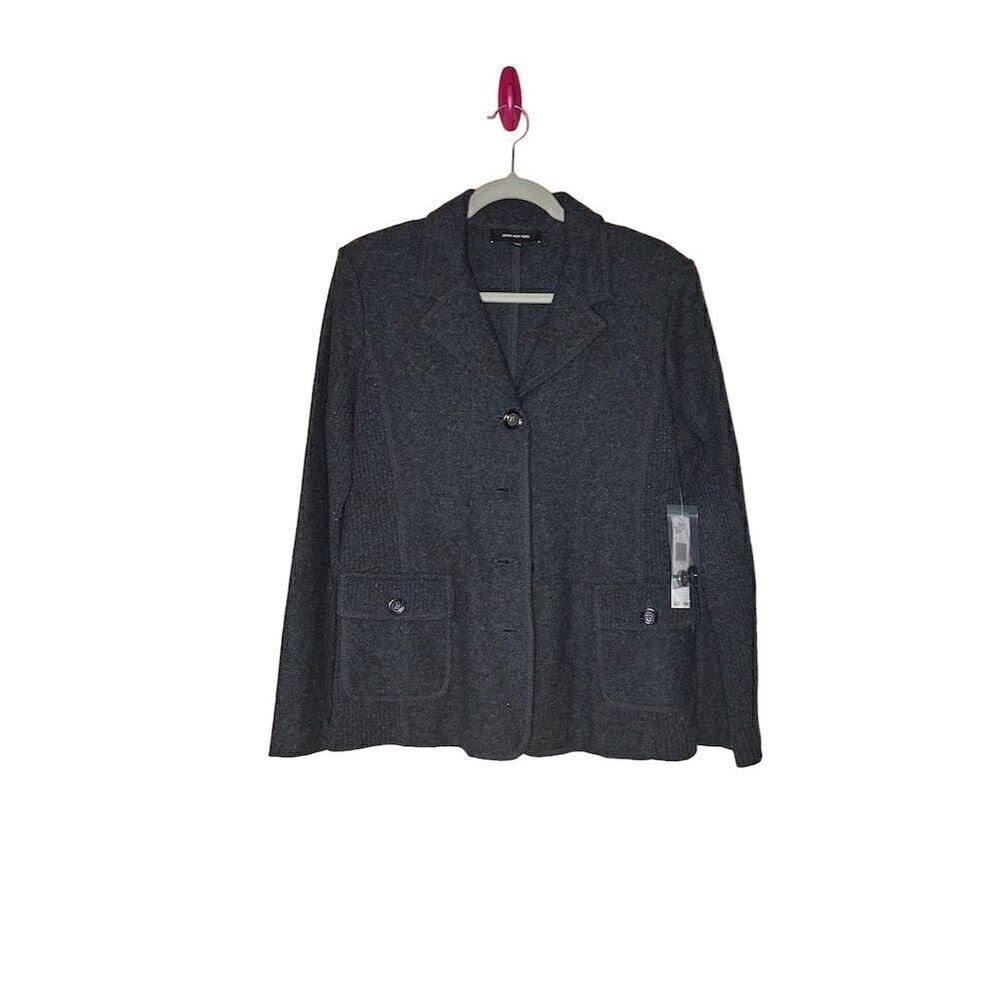 Jones New York Women's Wool Jacket Gray Size Large Buttoned Front